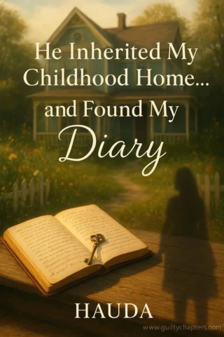 Compelling book cover for He Inherited My Childhood Home and Found My Diary, a serialized billionaire romance, secret baby story on Guilty Chapters.