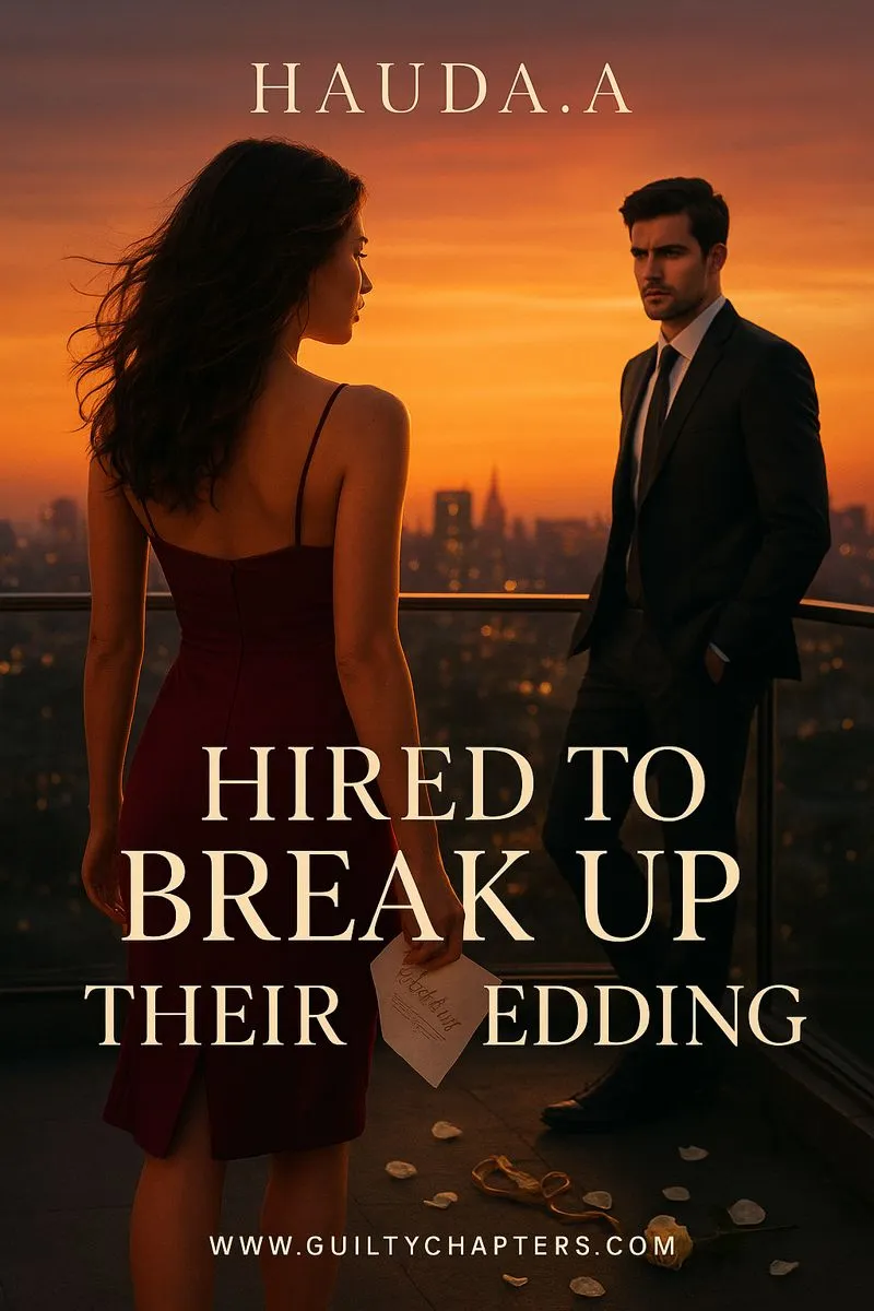 Compelling book cover for Hired to Break Up Their Wedding, a serialized marriage drama, secret baby story on Guilty Chapters.