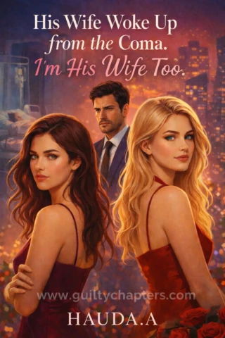 Compelling book cover for His Wife Woke Up from the Coma. I'm His Wife Too, a serialized marriage drama story on Guilty Chapters.