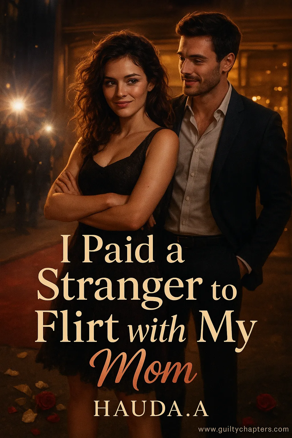 Compelling book cover for I Paid a Stranger to Flirt with My Mom, a serialized forbidden romance story on Guilty Chapters.