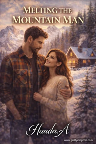 mountain man romance cover with rugged bearded man and woman in remote cabin, grumpy sunshine slow burn